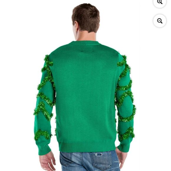 4/$100 Tipsy Elves Ugly Christmas Sweater Gaudy Garland Green Ornament Tinsel - Picture 2 of 4